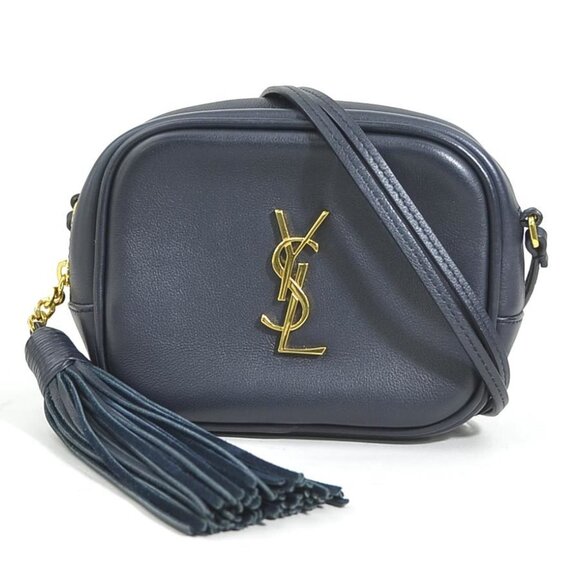 SAINT LAURENT Navy Leather Shoulder Bag - Picture 1 of 5